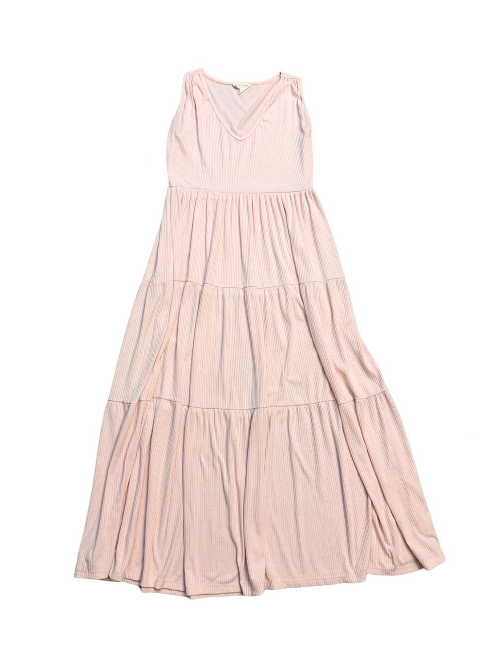 Peach Pink Tiered Sleeveless Maxi Dress Coastal Feminine Euro Summer Boho Pastel